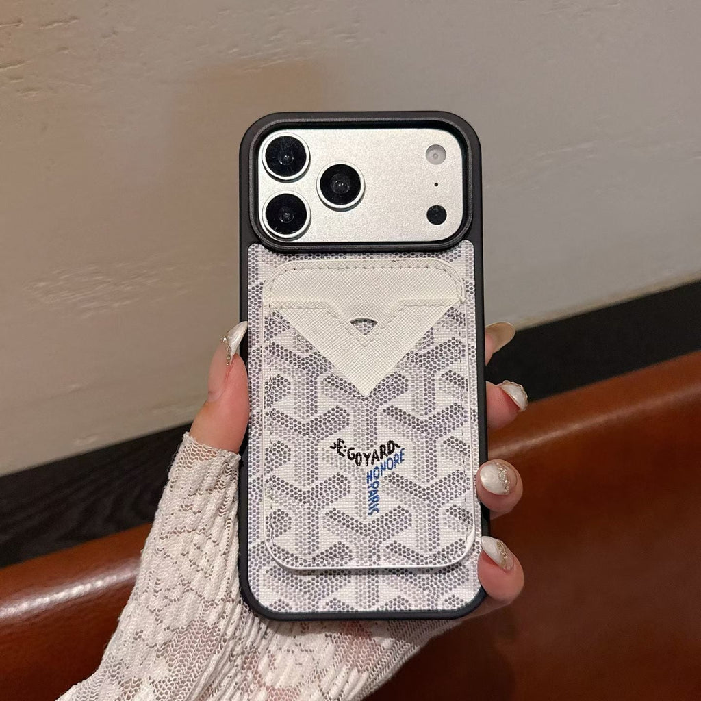 Goyard Magnet Card Holder Phone Case iPhone 13-17 / Pro / Pro Max / Plus / Air