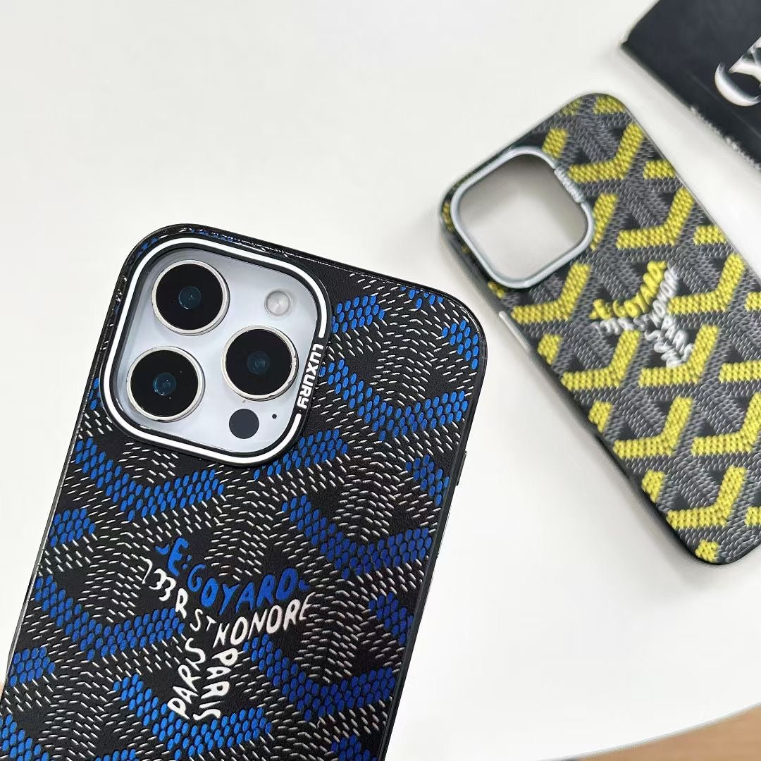 Goyard Phone Case Electroplated For iPhone 12-16 Pro Max Plus