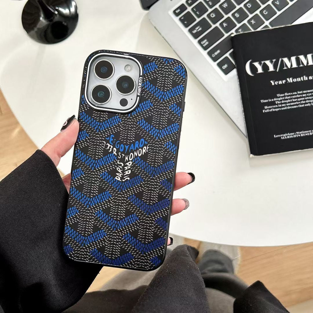Goyard Phone Case Electroplated For iPhone 12-16 Pro Max Plus for 12-pro