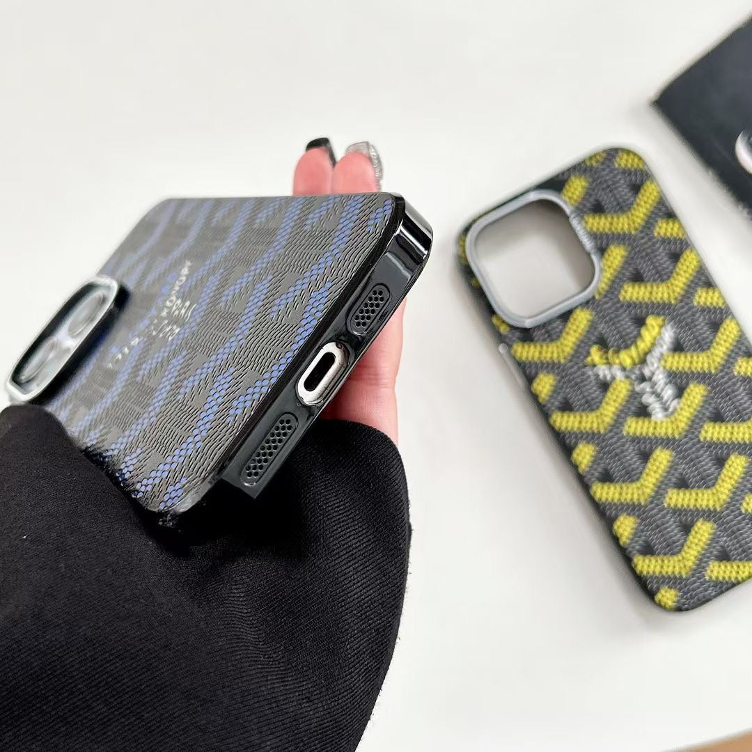 Goyard Phone Case Electroplated For iPhone 12-16 Pro Max Plus