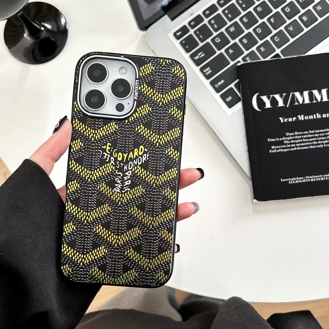 Goyard Phone Case Electroplated For iPhone 12-16 Pro Max Plus for 12-pro