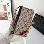 Fashion Designer iPhone Wallet Case Card Holder Kickstand For 12 13 14 15 16 Pro Max Plus Series for