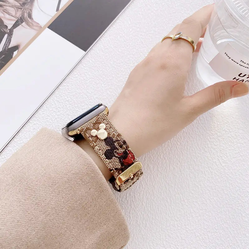 Fashion Gucci Design Apple Watch Band Wrist Strap / Brown for 42mm-44mm-45mm