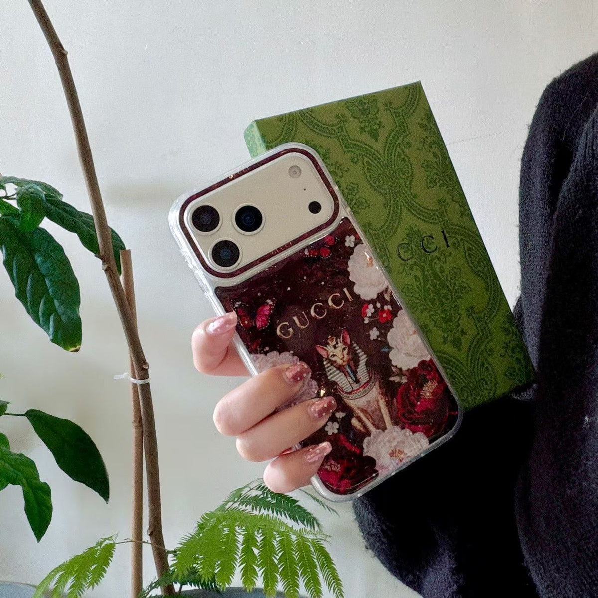 Gucci Clear Case Print Pattern iPhone 14-17 / Pro / Pro Max for 14-pro