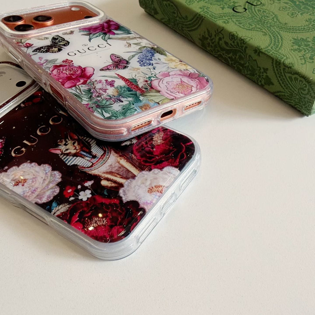 Gucci Clear Case Print Pattern iPhone 14-17 / Pro / Pro Max for 15