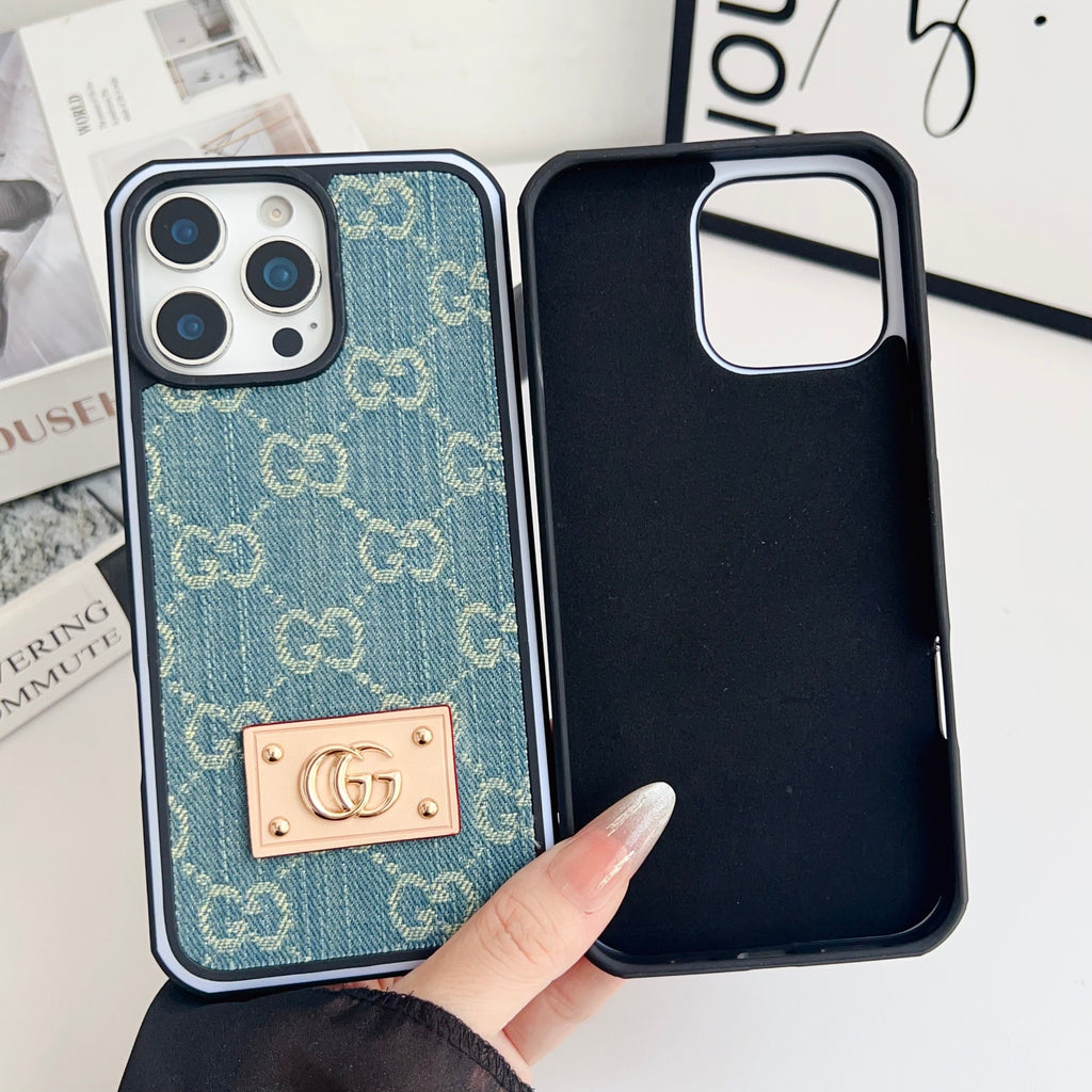 GG Denim iPhone Case For 12-16 Pro Max