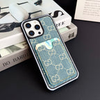 GG Card Slot Denim iPhone Case For 12-16 Pro Max for 12-pro
