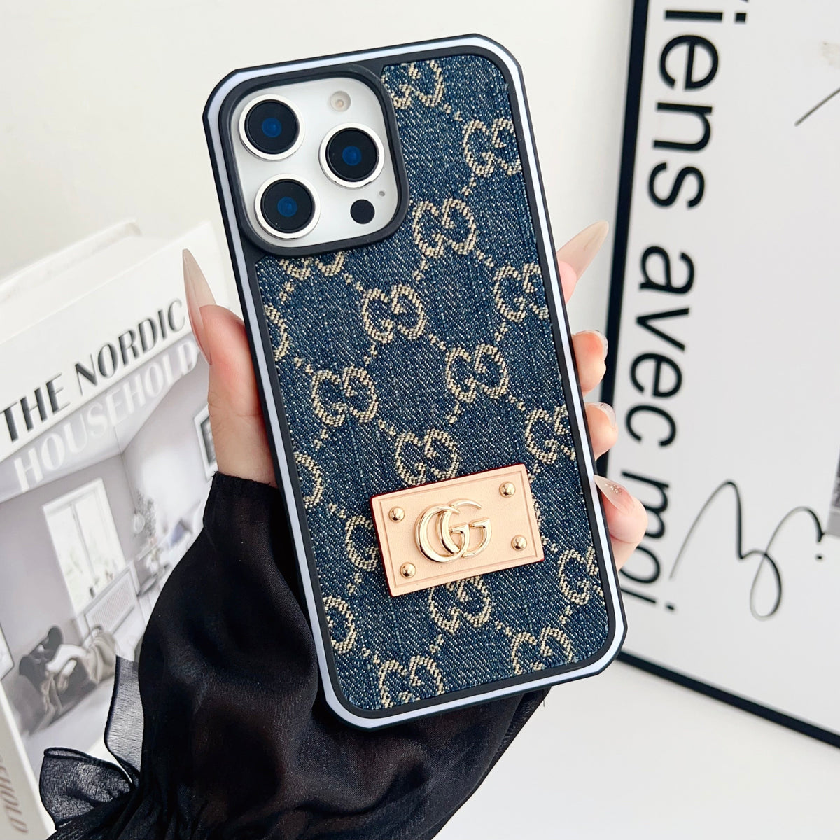 GG Denim iPhone Case For 12-16 Pro Max for 12-pro-max