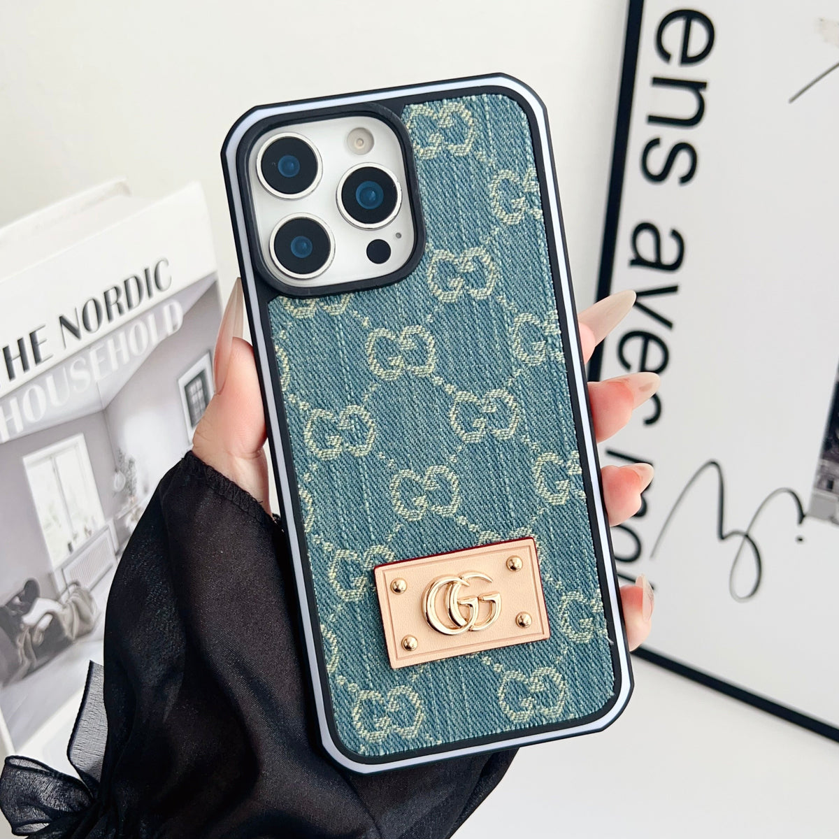 GG Denim iPhone Case For 12-16 Pro Max for 12-pro