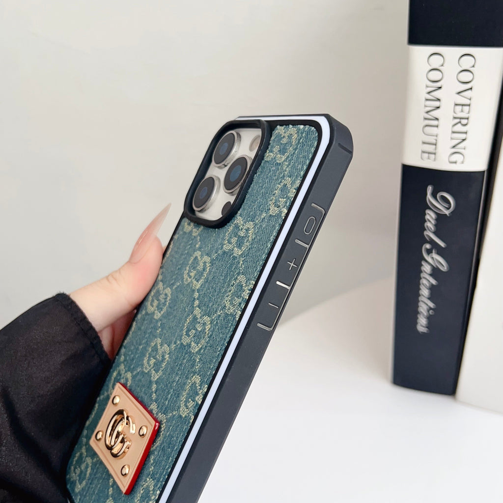 GG Denim iPhone Case For 12-16 Pro Max