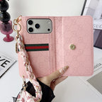 GG Plain Leather Crossbody Wallet Case For 13-17 / Pro / Pro Max