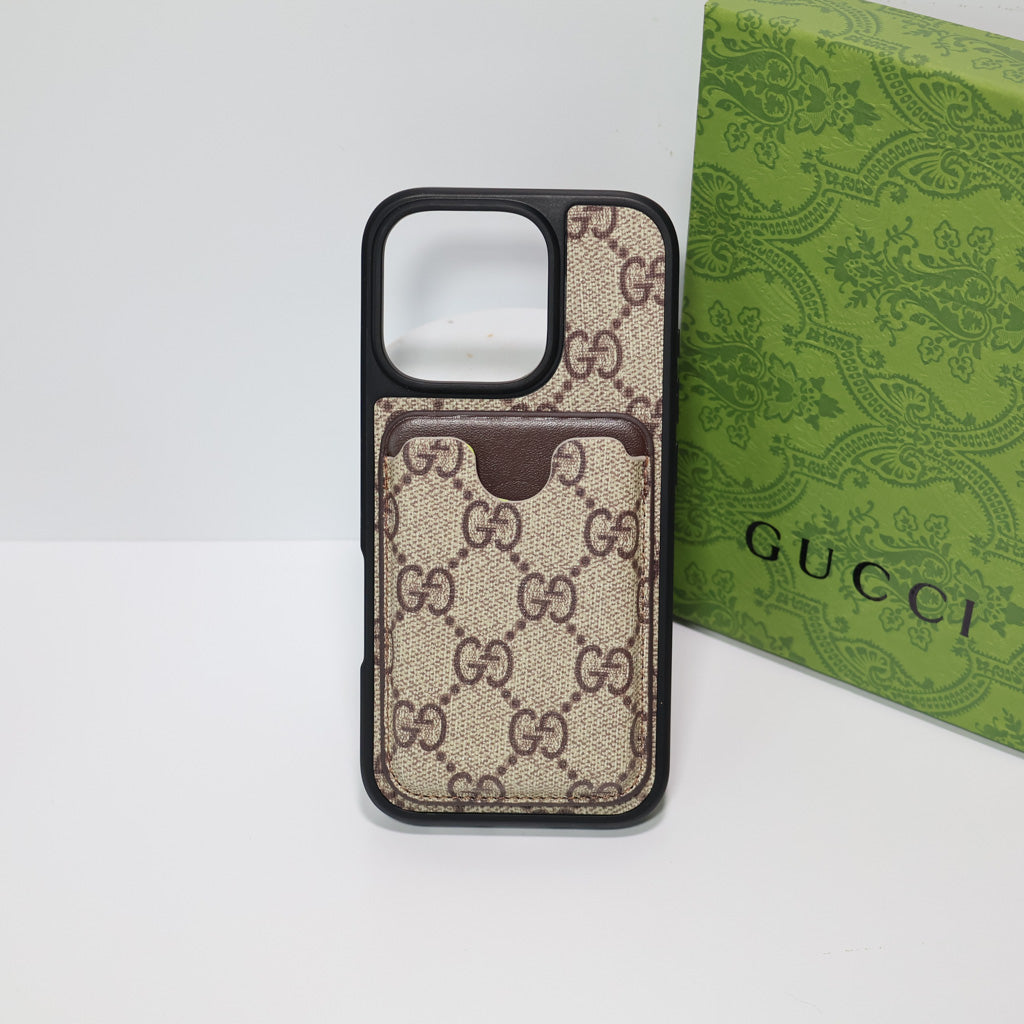 Card Holder Gucci Case For iPhone 12-16 Pro Max Plus