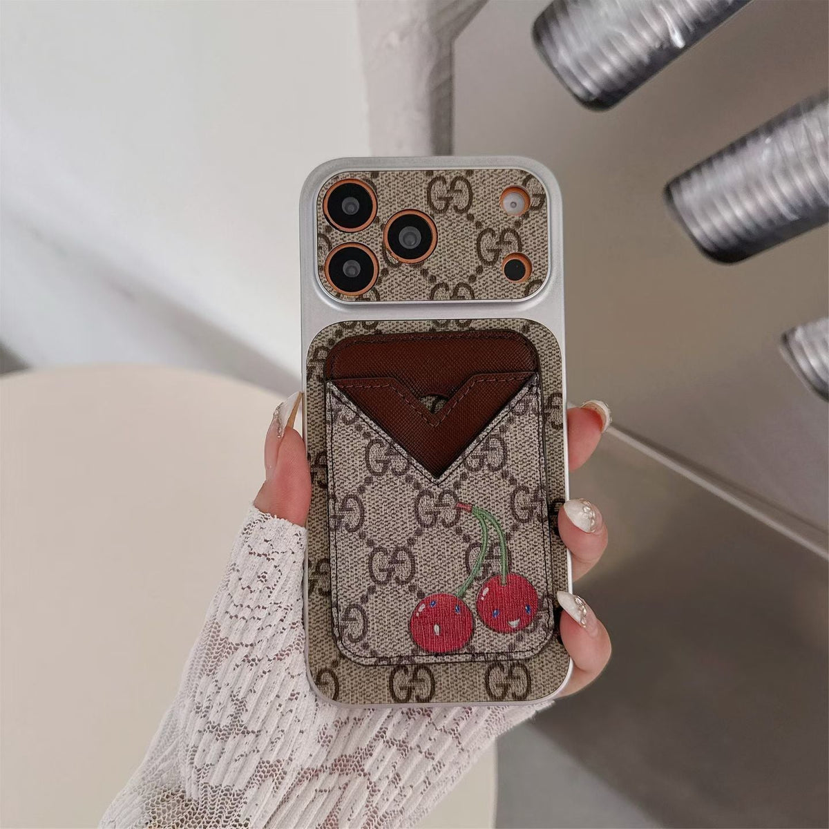 GG Style Phone Case Magnet Card Holder iPhone 13-17 / Pro / Pro Max / Plus / Air for 13-pro