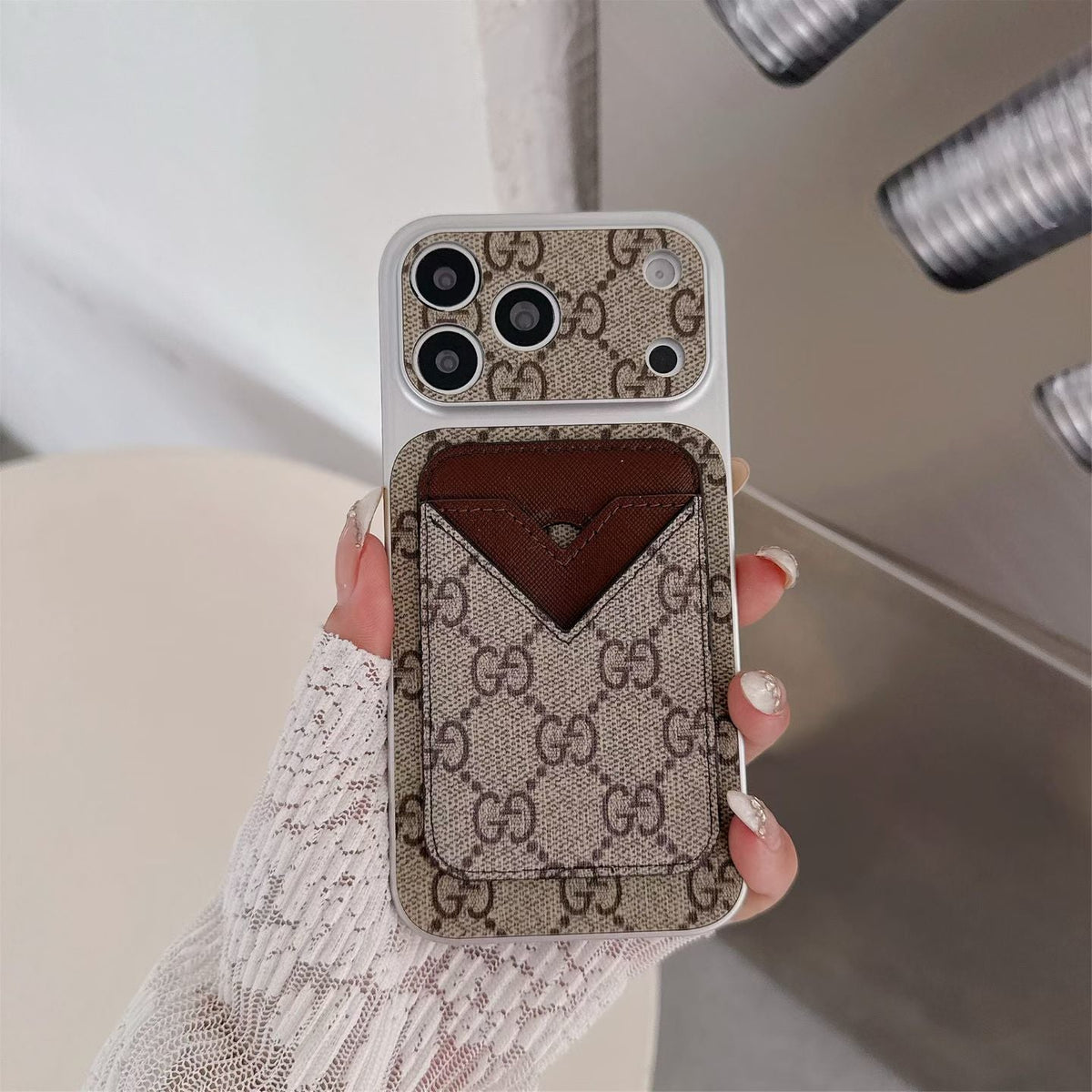 GG Style Phone Case Magnet Card Holder iPhone 13-17 / Pro / Pro Max / Plus / Air for 13-pro-max