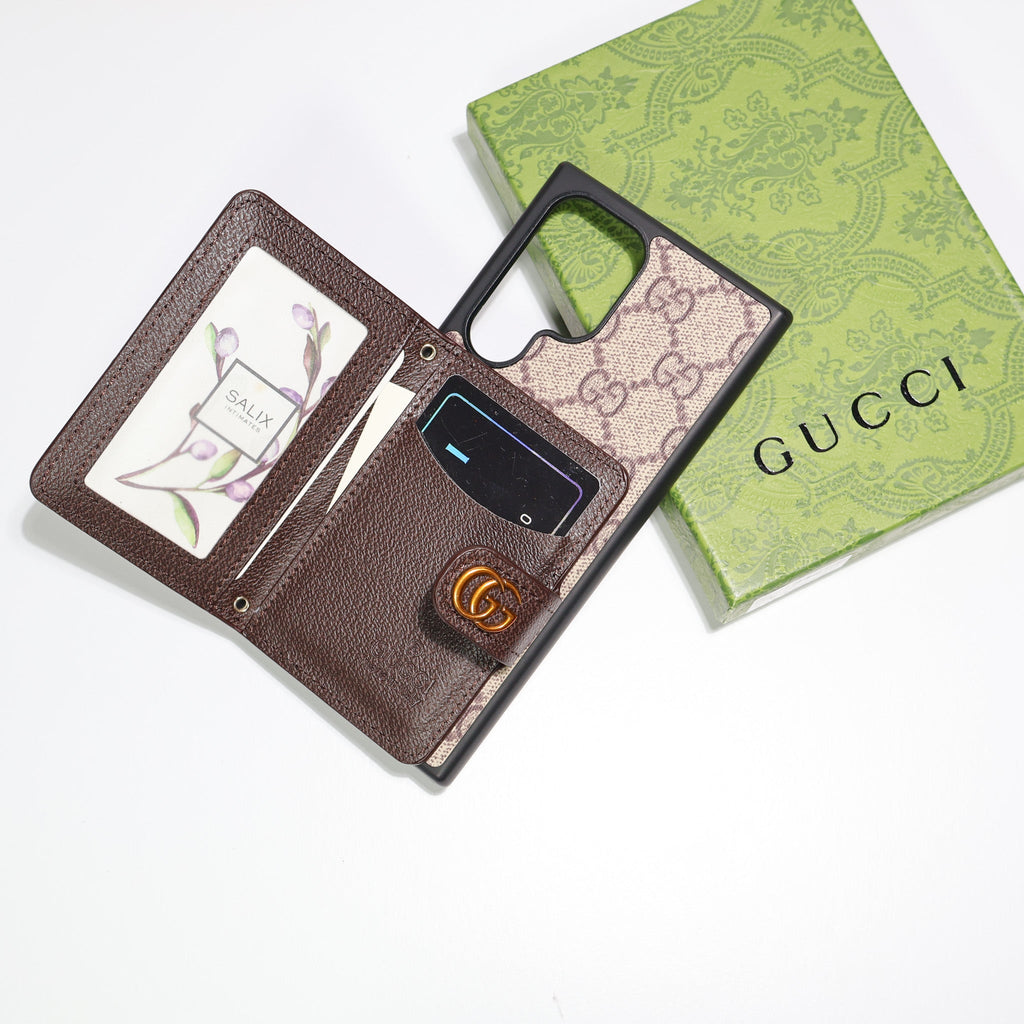 Coated Canvas Samsung Galaxy Phone Wallet GG Case For S22 23 24 25 26 Ultra Plus Series