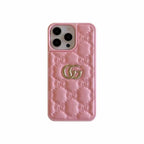 Stamped GG Leather iPhone Case For 13-17 / Pro / Pro Max for 14