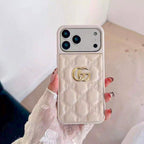 Stamped GG Leather iPhone Case For 13-17 / Pro / Pro Max for 14