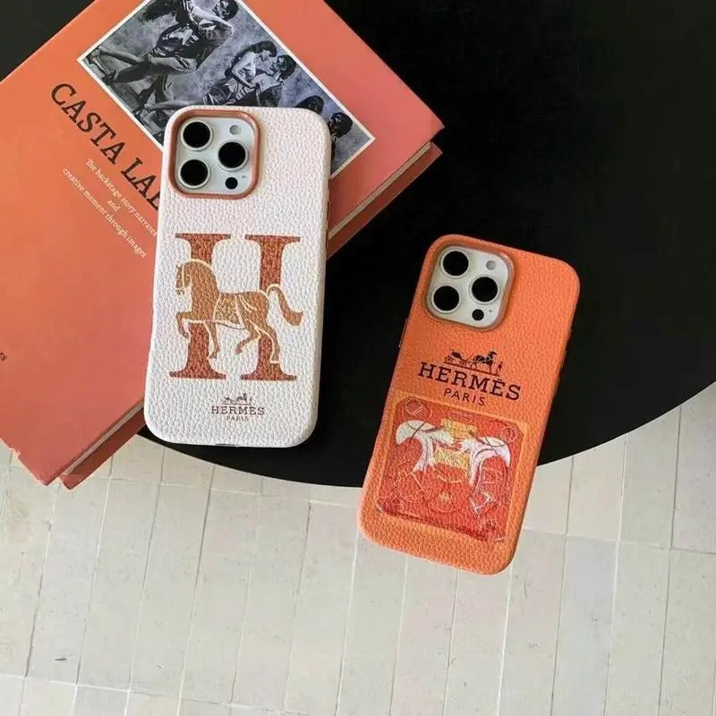 Hermes iPhone 16 Pro Max Case 15 14 13 Printed Pattern