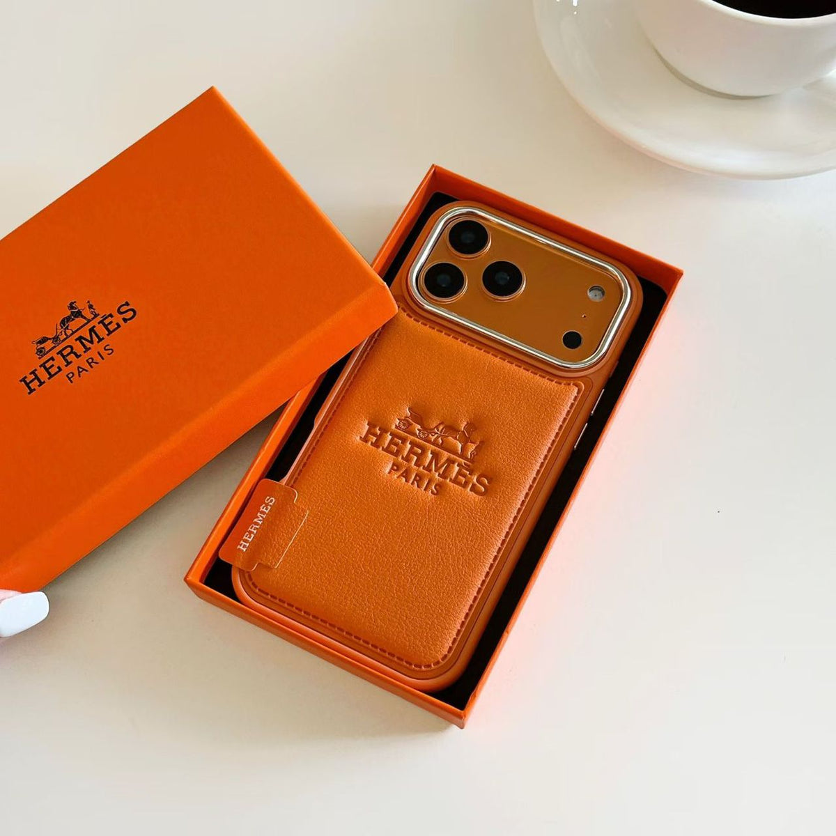 H Stamped Leather Phone Case For 13-17 / Pro / Pro Max