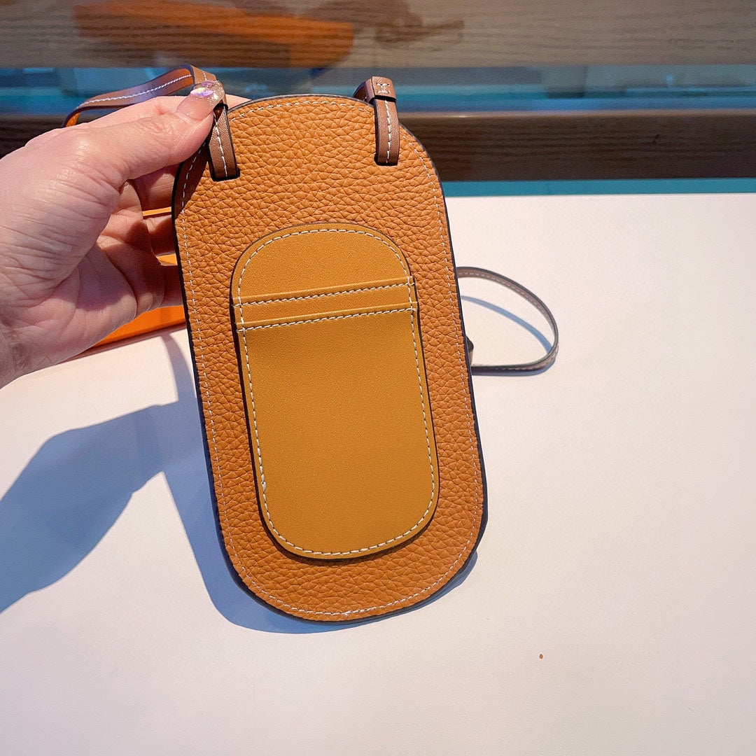 Universal Crossbody Luxury H Phone Pouch Bag Adjustable Shoulder Strap / Brown Phone Case