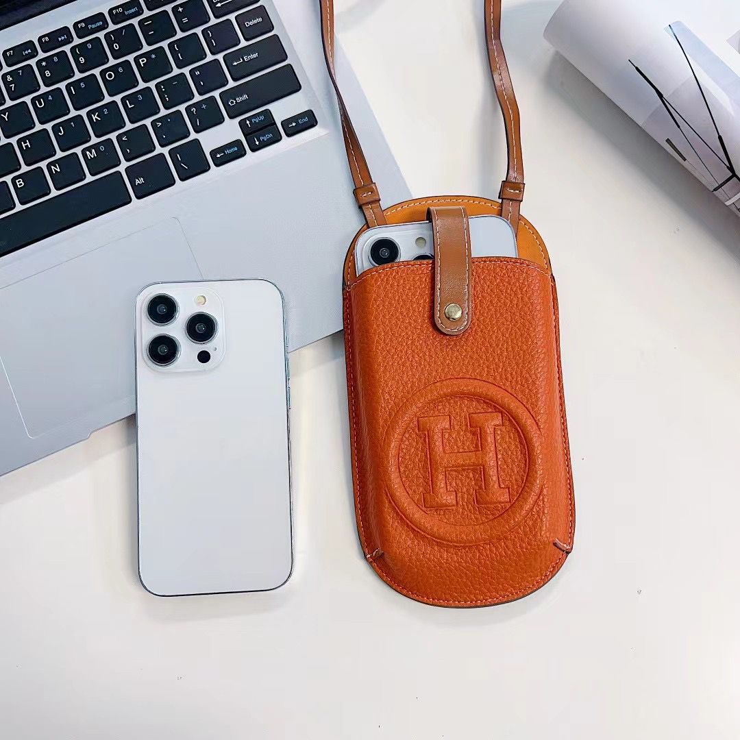 Universal H Mobile Phone Bag Crossbody Pouch Bag Adjustable Shoulder Strap / Orange Phone Case