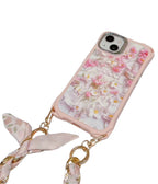 GG iPhone Case Flower 3D Pattern Silk Chain For I Pro Max Plus for 13
