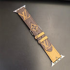 Louis Vuitton Apple Watch Bands Fashion Monogram Leather Apple Watch Band for pale-brown