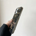 LV Black iPhone Case Golden Monogram for iphone-14