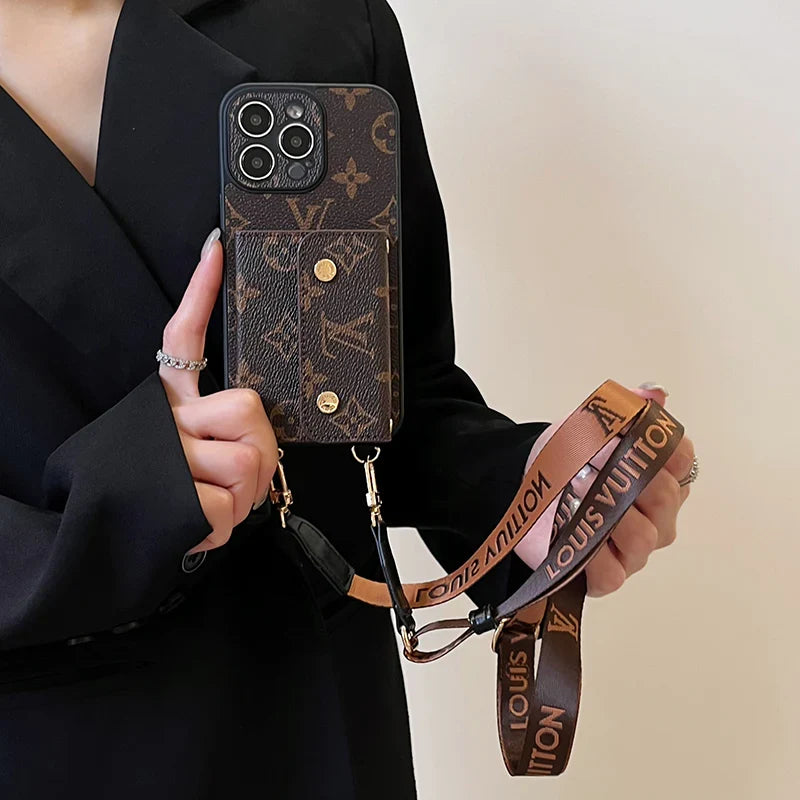 Luxury Phone Wallet Crossbody Style Lanyard For iPhone 12 – 16 Pro Max Plus Series iPhone Case for 1