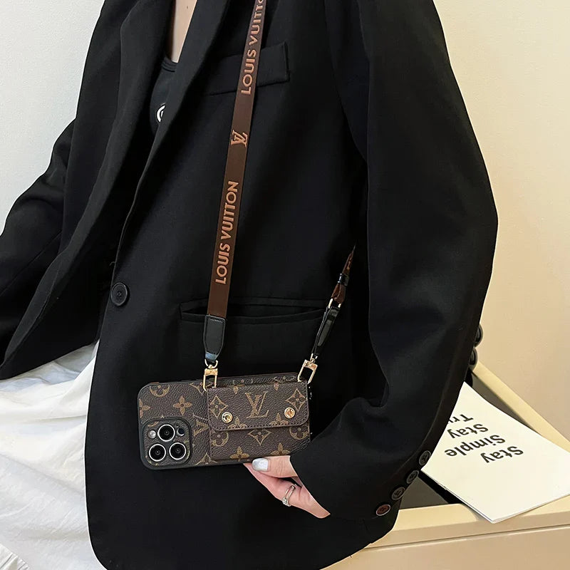 Luxury Phone Wallet Crossbody Style Lanyard For iPhone 12 – 16 Pro Max Plus Series iPhone Case for 1