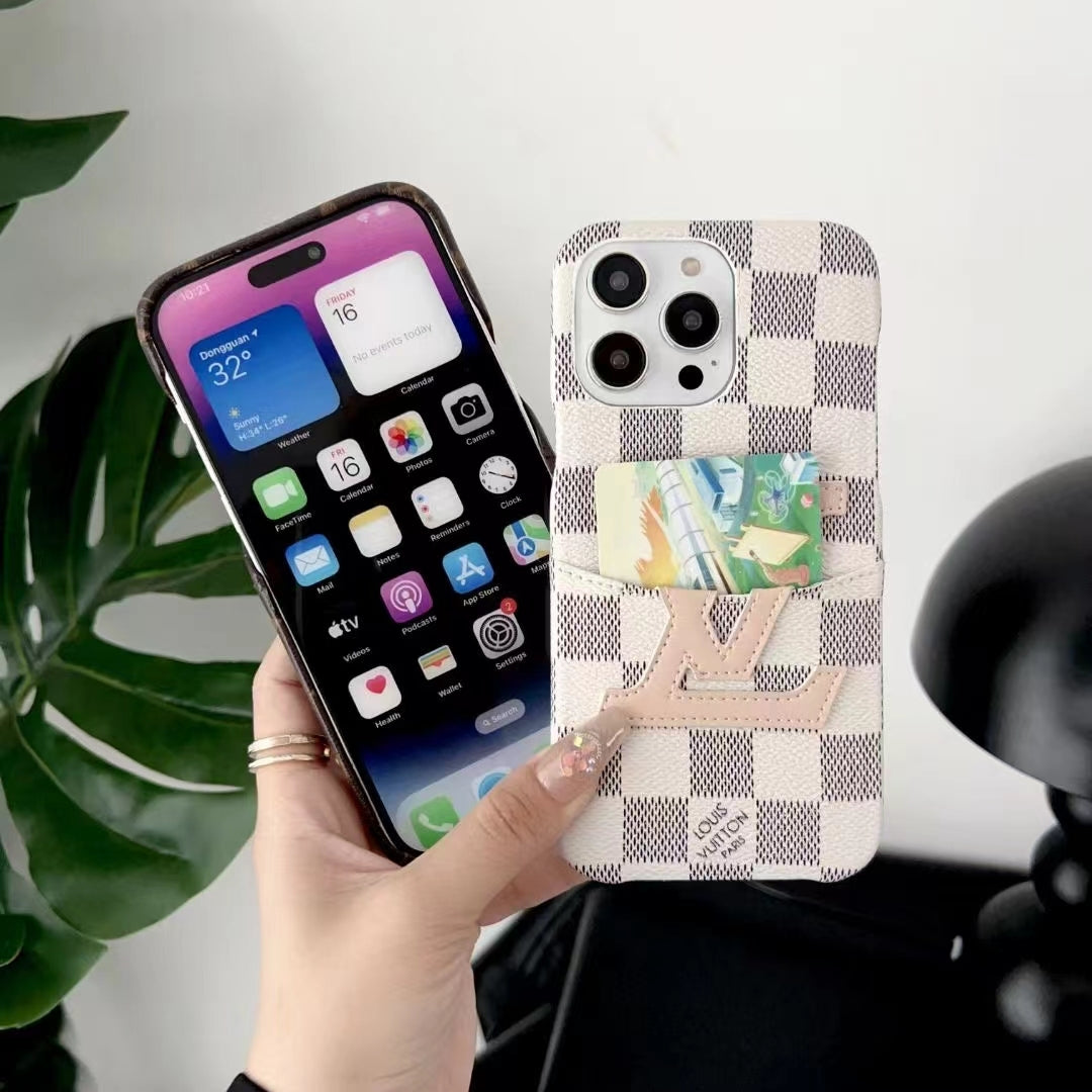 Card Holder LV iPhone Case Luxury Pattern For 12 13 14 Pro Max Series for 12-pro