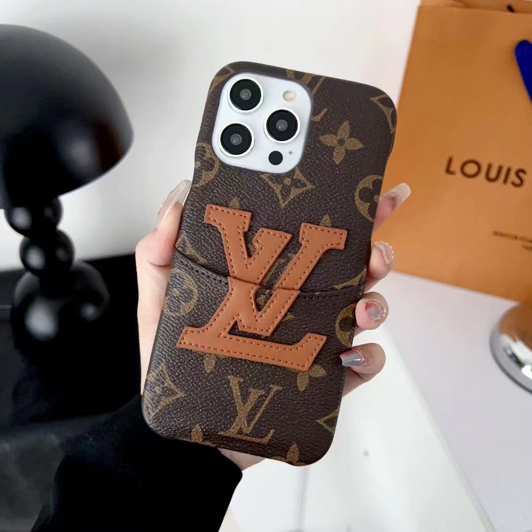 Card Holder LV iPhone Case Luxury Pattern For 12 13 14 Pro Max Series