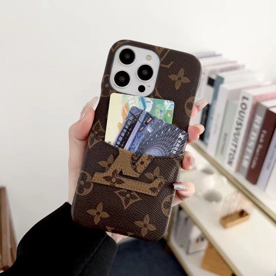 Card Holder LV iPhone Case Luxury Pattern For 12 13 14 Pro Max Series