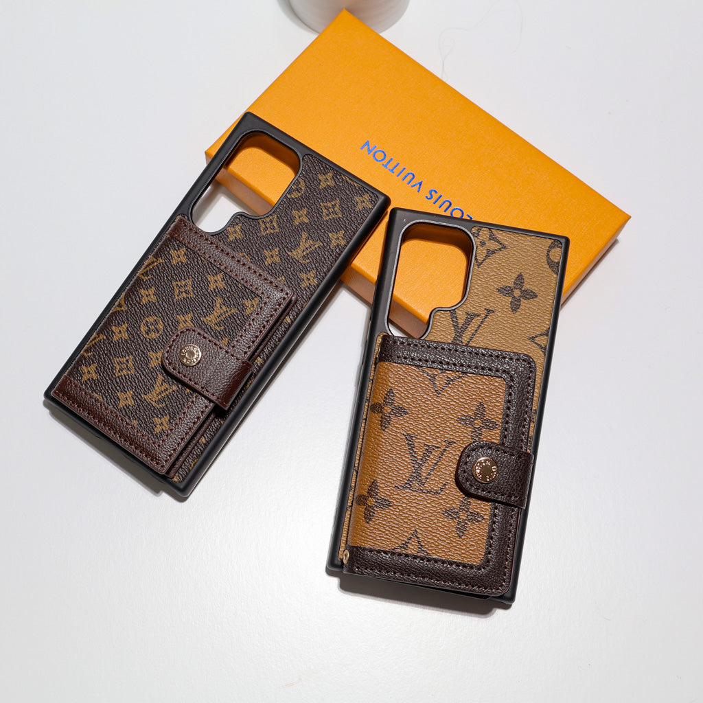 Leather Designer Wallet Phone Case Samsung Galaxy S 22-26 Ultra Plus Series for s22