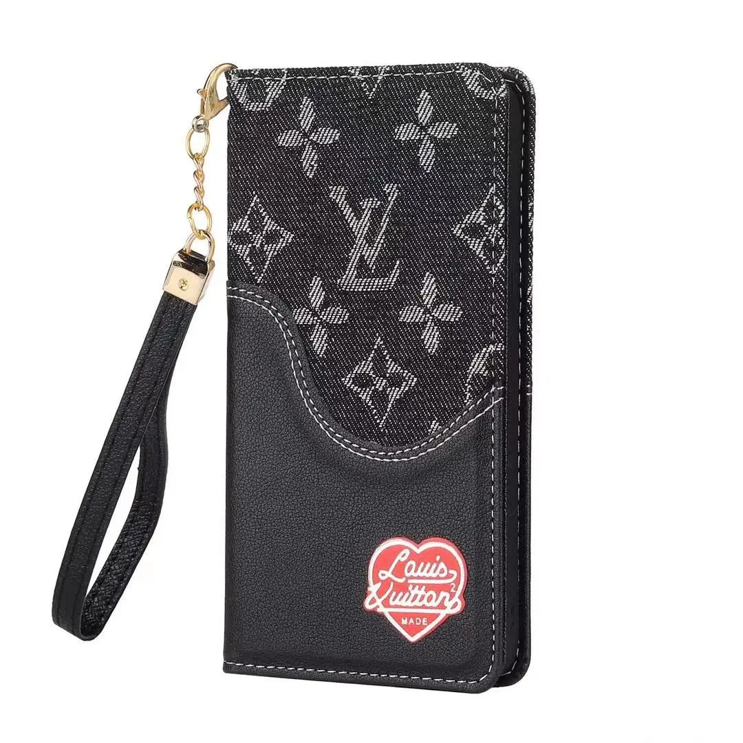 Black Denim Canvas Wallet Flip Case Kickstand Function I Pro Max Plus for 11