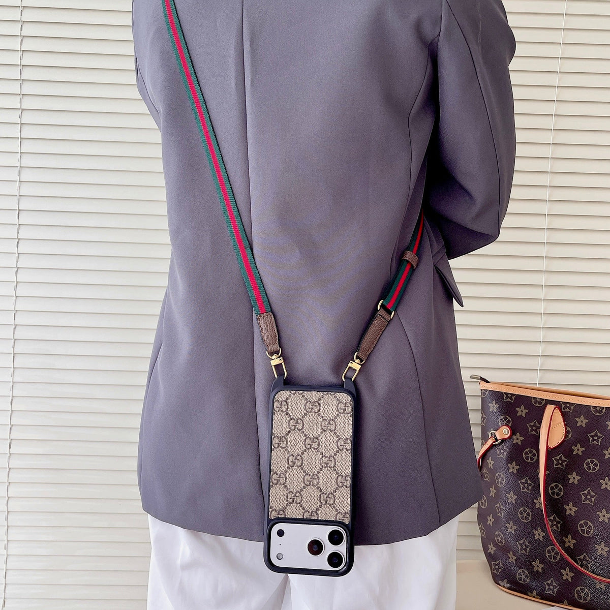 LV Classic Monogram iPhone Case Crossbody For 13-17 / Pro / Pro Max