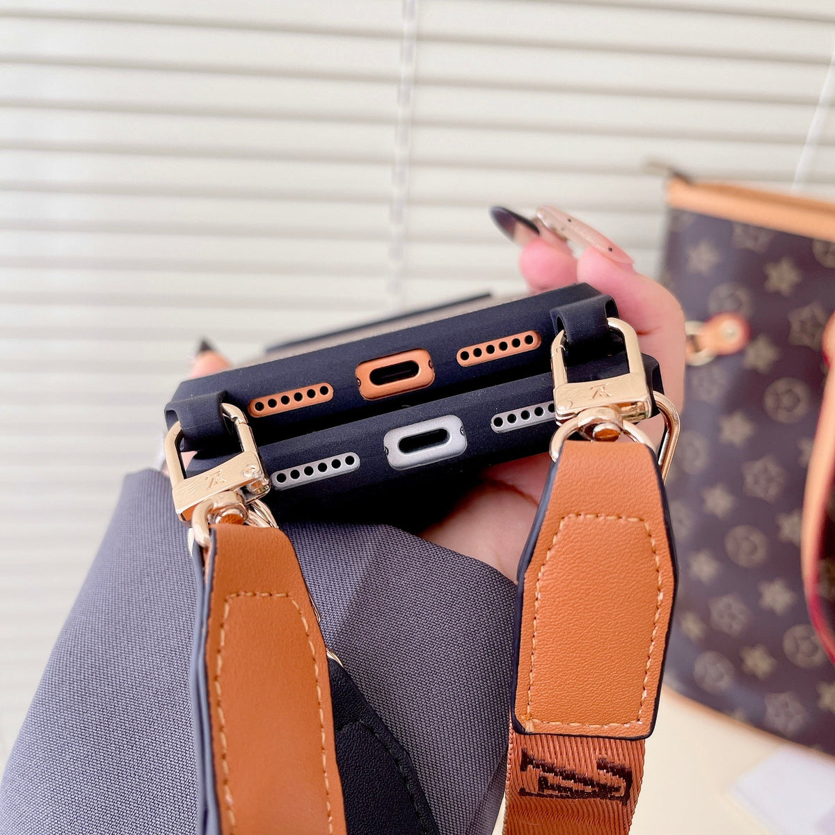 LV Classic Monogram iPhone Case Crossbody For 13-17 / Pro / Pro Max for 13-pro