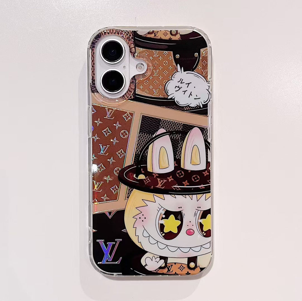 LV Transparent Phone Case Labubu Monogram Pattern for 14-pro-max