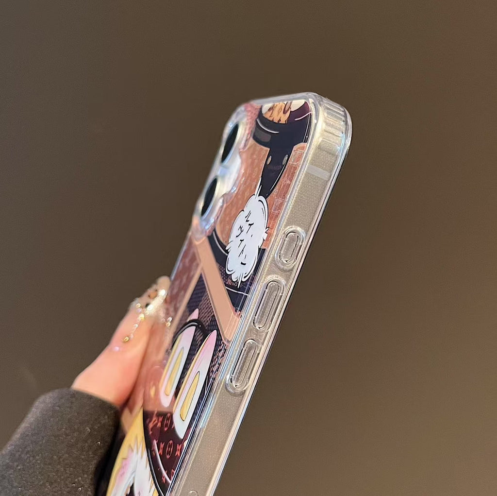LV Transparent Phone Case Labubu Monogram Pattern for 13-pro-max