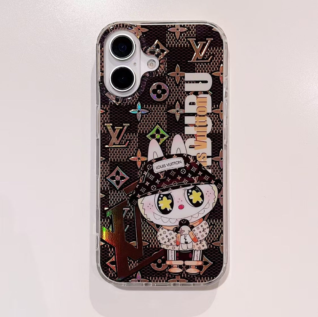 LV Transparent Phone Case Labubu Monogram Pattern for 14-pro-max