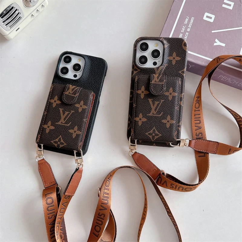 Fashion Cardholder Case Crossbody Strap For iPhone Case for 13-pro-max