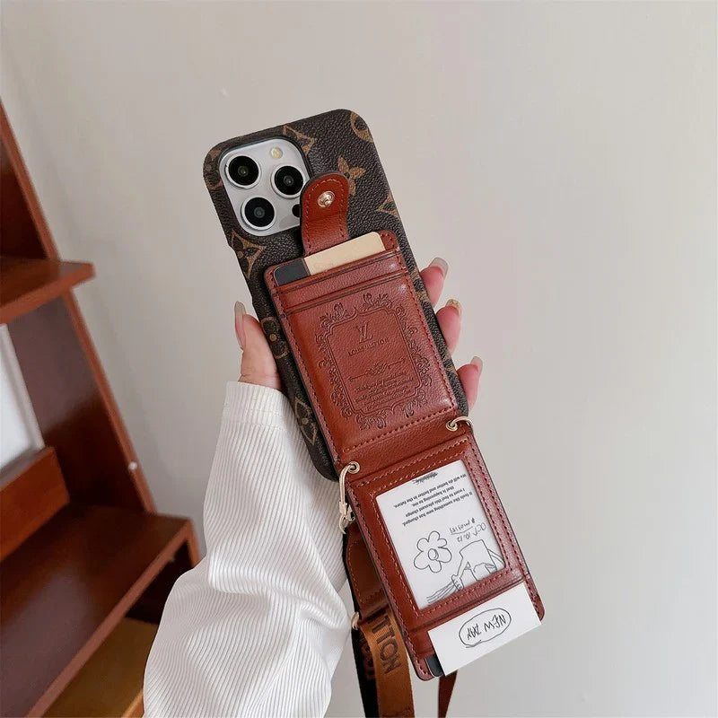 Fashion Cardholder Case Crossbody Strap For iPhone Case for 12-pro