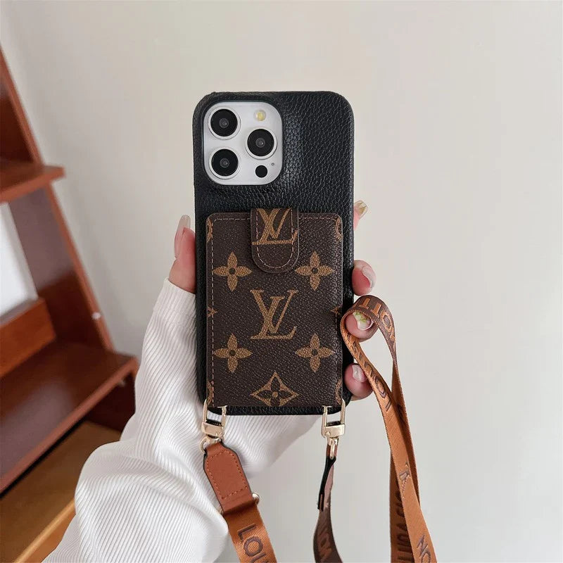 Fashion Cardholder Case Crossbody Strap For iPhone Case for 12-pro-max