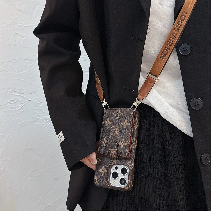Fashion Cardholder Case Crossbody Strap For iPhone Case for 13