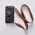 Monogram Leather Crossbody Phone Case Card Holder For iPhone for 12