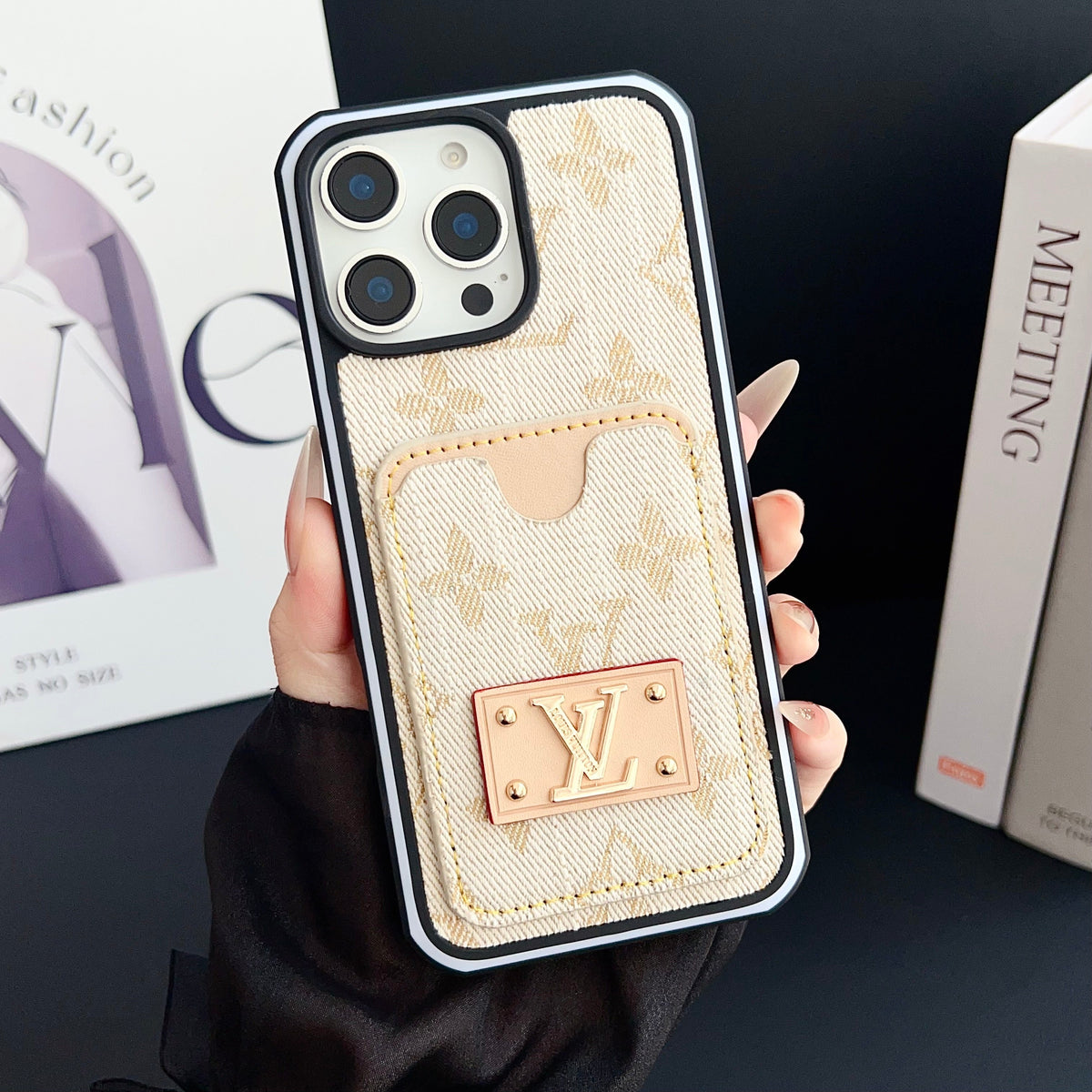 LV iPhone Case Denim Card Holder For 12-16 Pro Max for 12-pro-max