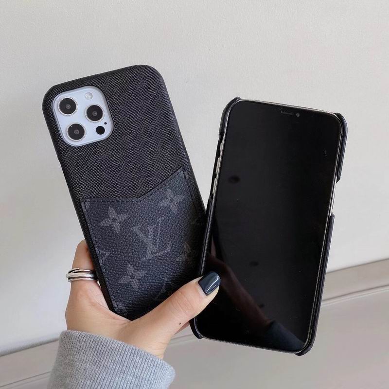 Fashion LV iPhone Case Black Card Leather Slot For I Pro Max Plus for 12-pro