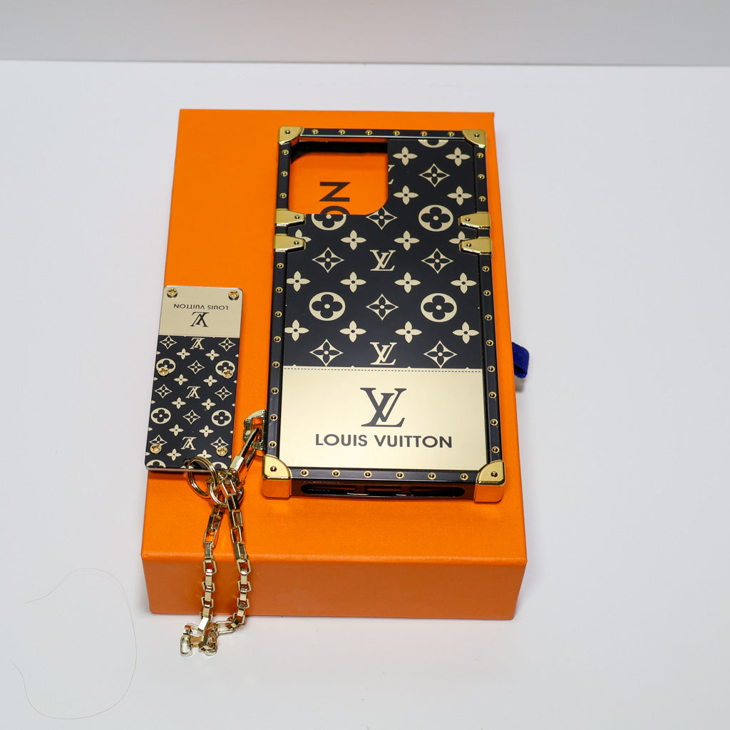 Reverse Golden Monogram LV Eye Trunk iPhone Case For 11 12 13 14 15 16 Pro Max Plus Series