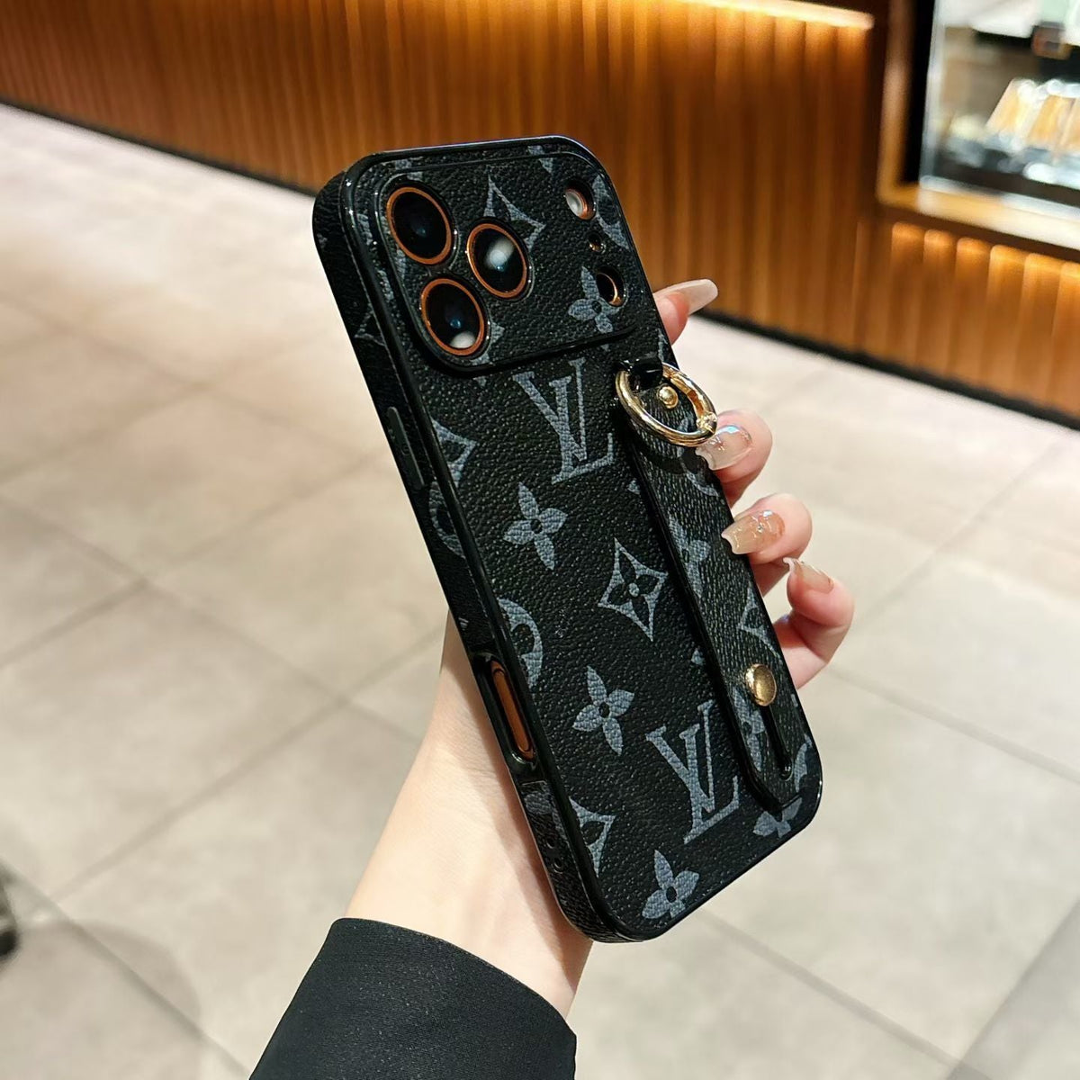 LV Hand Strap Back Cover Case For 13-17 / Pro / Pro Max / Plus / Air