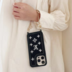 Fabric Leather Crossbody Chain iPhone Case With Ornament Charm for 12-pro-max